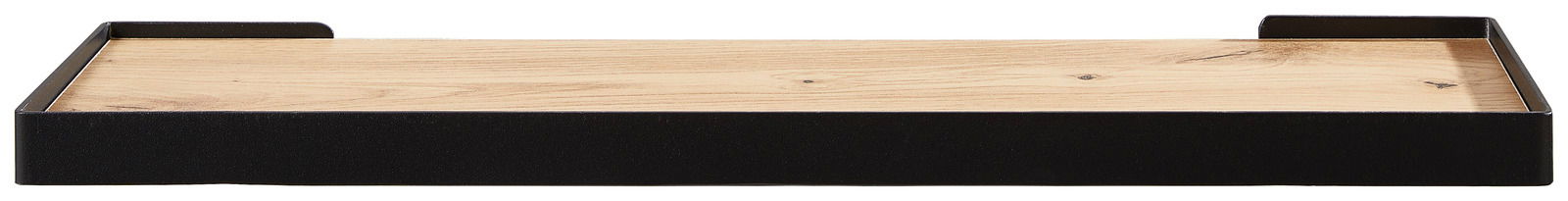 Wandboard aus Holz mit schwarzem Metallrahmen, seitliche Perspektive