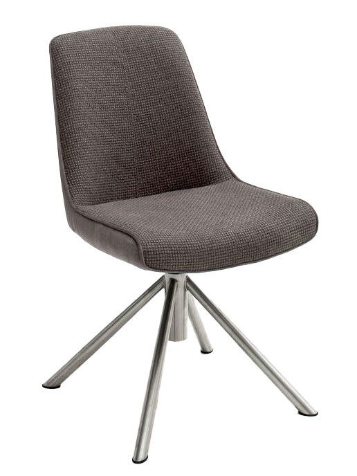 Novel Stuhl RIALTO Moderner Stuhl mit grauem Stoffbezug und Metallbeinen, seitliche Perspektive