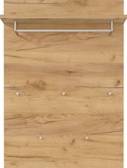 Garderobenpaneel aus Holz mit Kleiderstange und Haken, Frontalansicht