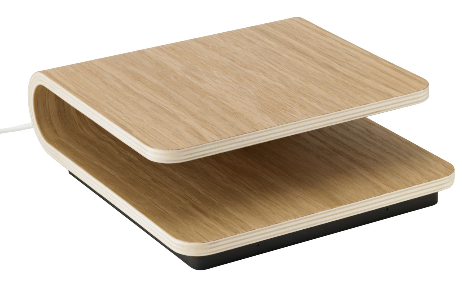 Stelton Kabelloses Ladegerät RO Kabelloses Ladegerät aus Holz in seitlicher Perspektive