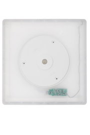 LED-Deckenleuchte von oben mit sichtbarer Elektronik und runder Abdeckung in der Mitte.