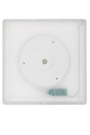 LED-Deckenleuchte von oben mit sichtbarer Elektronik und runder Abdeckung in der Mitte.