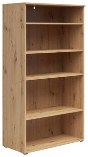 Holzregal mit fünf offenen Fächern, seitliche Perspektive