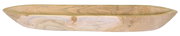 Holzschale in Bootsform aus seitlicher Perspektive