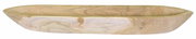 Holzschale in Bootsform aus seitlicher Perspektive