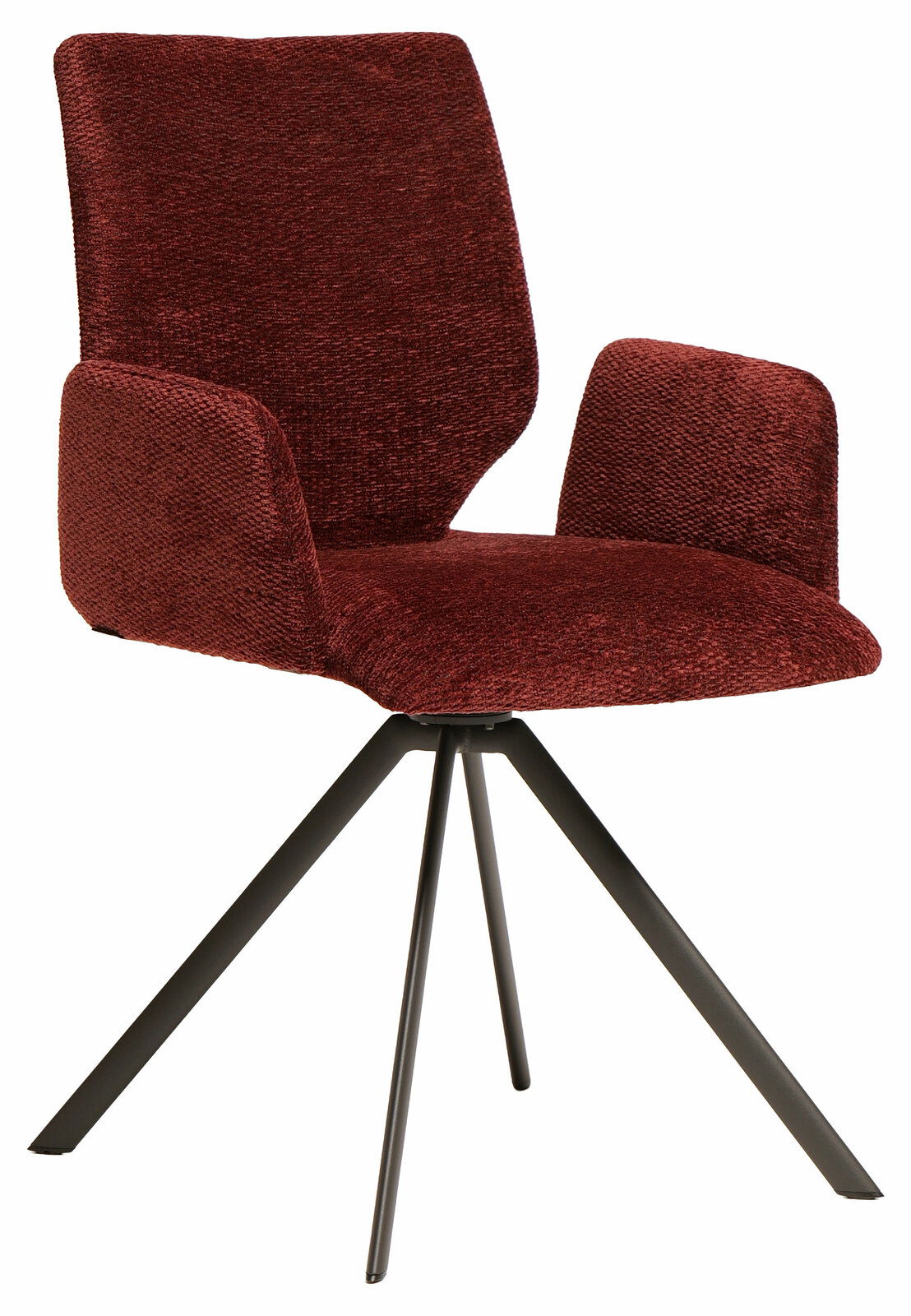 Venjakob Fauteuil ARTHUR Moderner Armlehnstuhl in Rot mit schwarzem Metallgestell, seitliche Perspektive