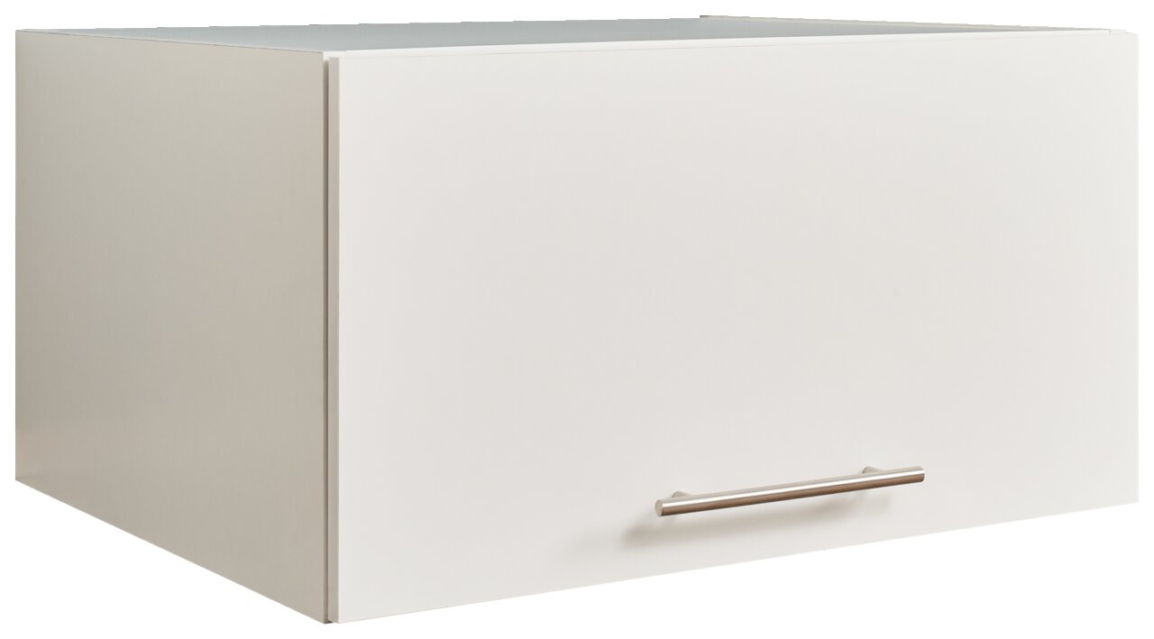 XORA Aufsatzschrank breit PRIMUS Weißer Aufsatzschrank mit Metallgriff, seitliche Perspektive