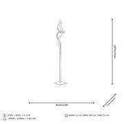 LED-Stehleuchte mit geschwungenem Design, seitliche Perspektive