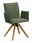 Moderano Armlehnstuhl LAURA Grüner Armlehnstuhl mit Holzbeinen, seitliche Perspektive