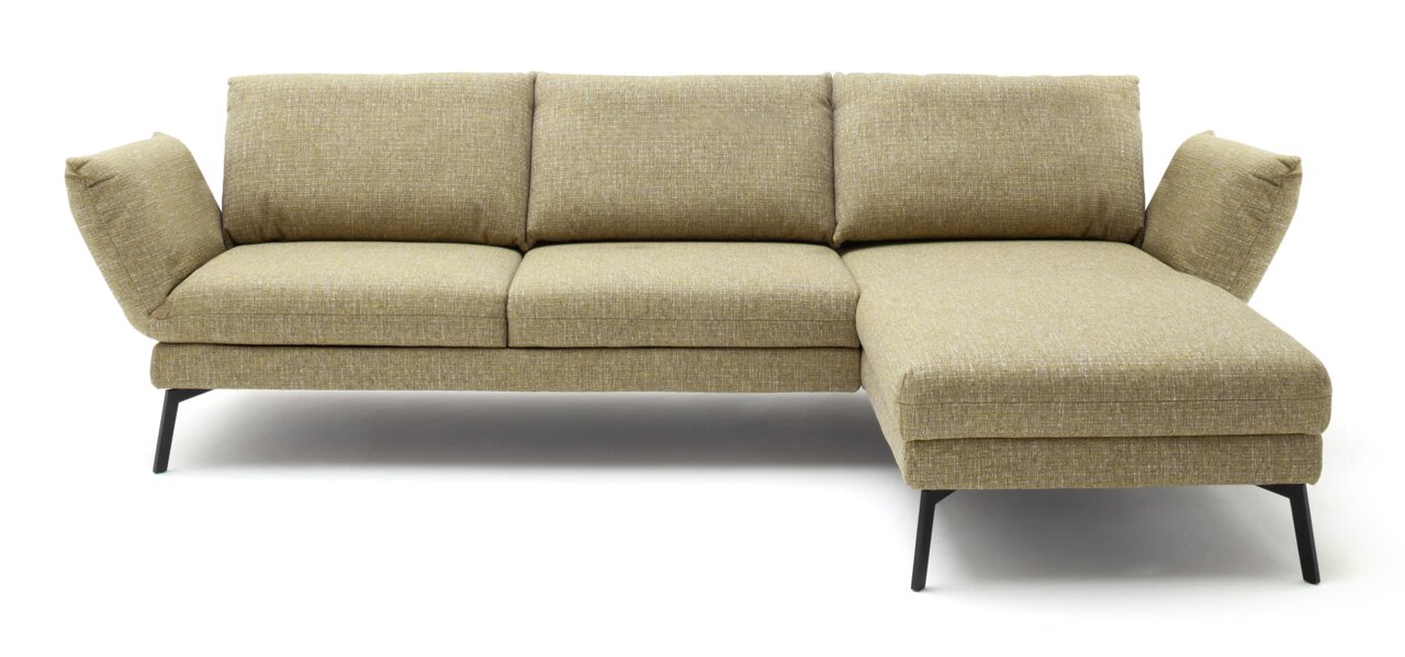 Beige Longchairkombination mit modernem Design, frontal betrachtet