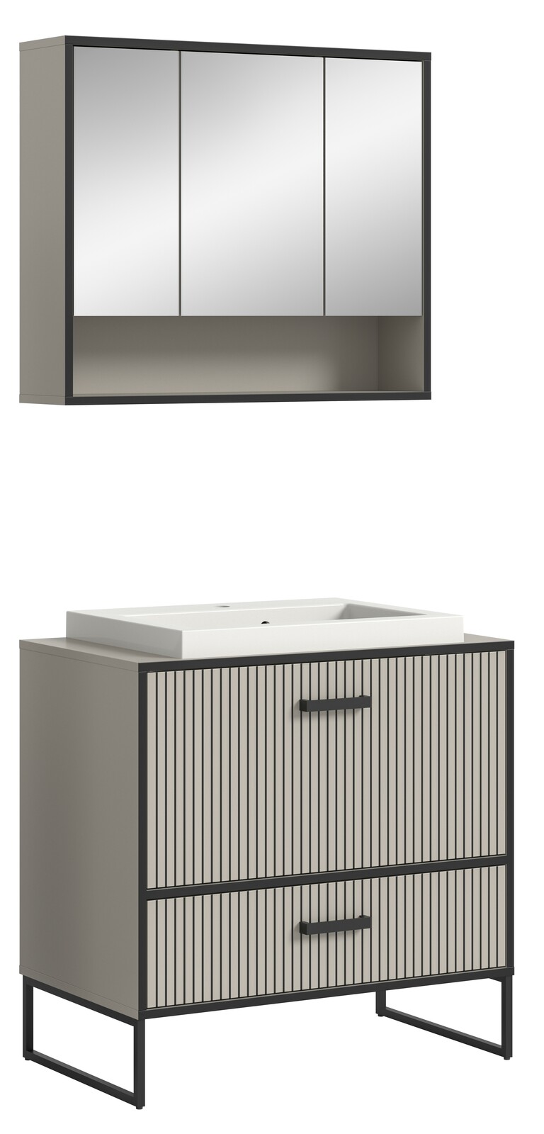 MID.YOU Badkombination BAGNO Moderne Badkombination mit Spiegelschrank und Waschbeckenunterschrank in Frontansicht