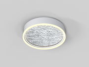 Moderne Deckenleuchte Bordeaux von WOFI in runder Form mit silberner Oberfläche und leuchtendem Rand, Ansicht von unten.