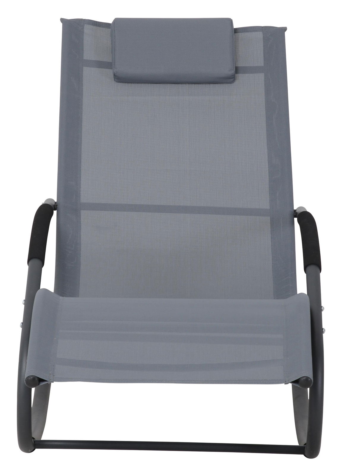 Graue Schaukelliege mit Kopfstütze, Vorderansicht