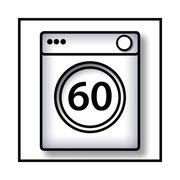Symbol einer Waschmaschine mit der Zahl 60, Vorderansicht