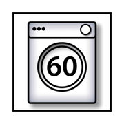Symbol einer Waschmaschine mit der Zahl 60, Vorderansicht
