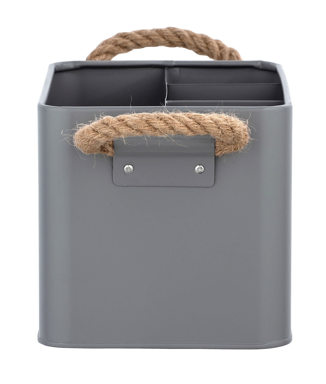 Graue Badbox Gara mit vier Aufteilungen und Seilgriff, Vorderansicht