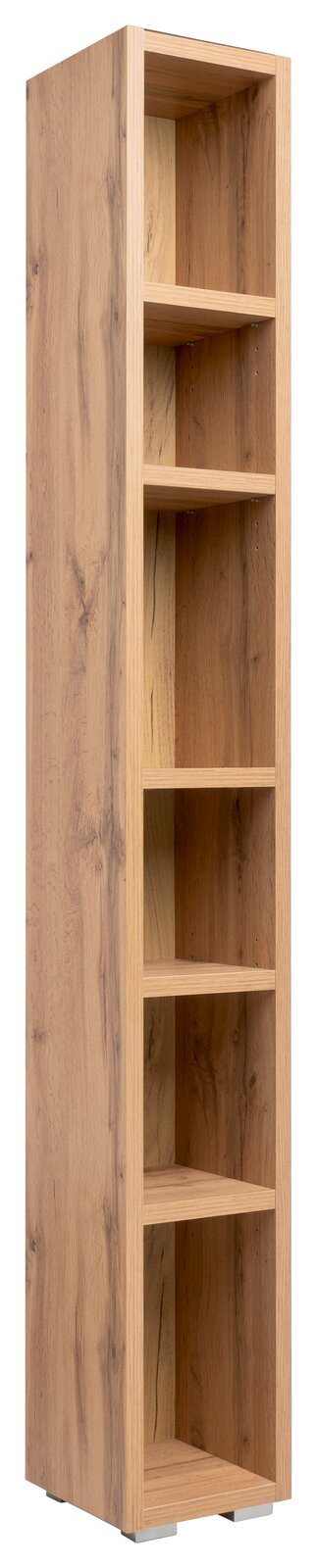 Z2 Regal IMAGE Hohes, schmales Regal aus Holz mit sechs offenen Fächern, seitliche Perspektive