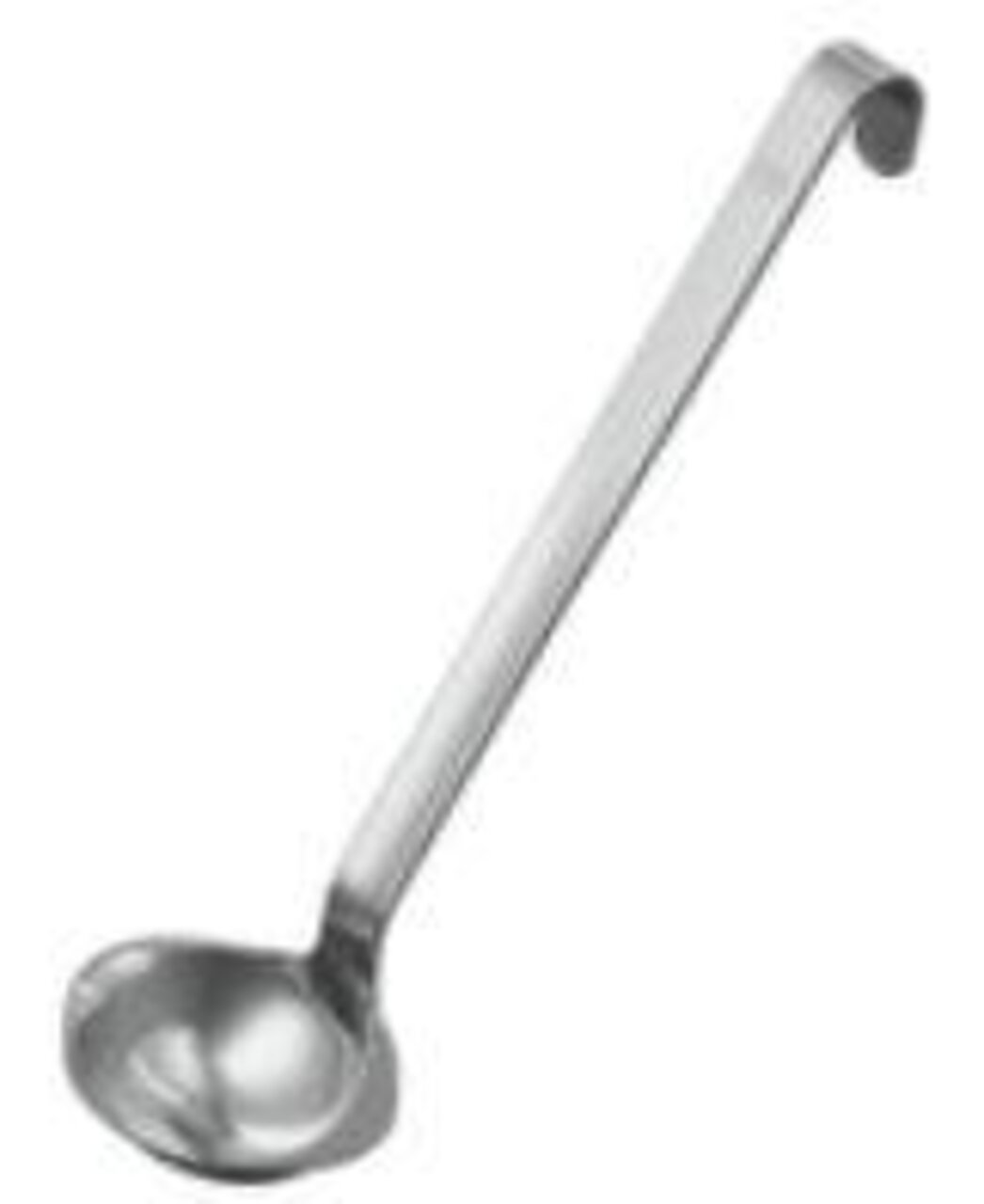 Edelstahl Saucenlöffel mit Haken, seitliche Perspektive