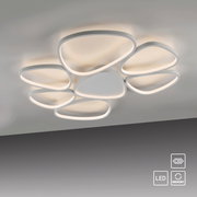 Moderne Deckenleuchte mit organischen Formen, LED-Beleuchtung und Memory-Funktion, von unten betrachtet.