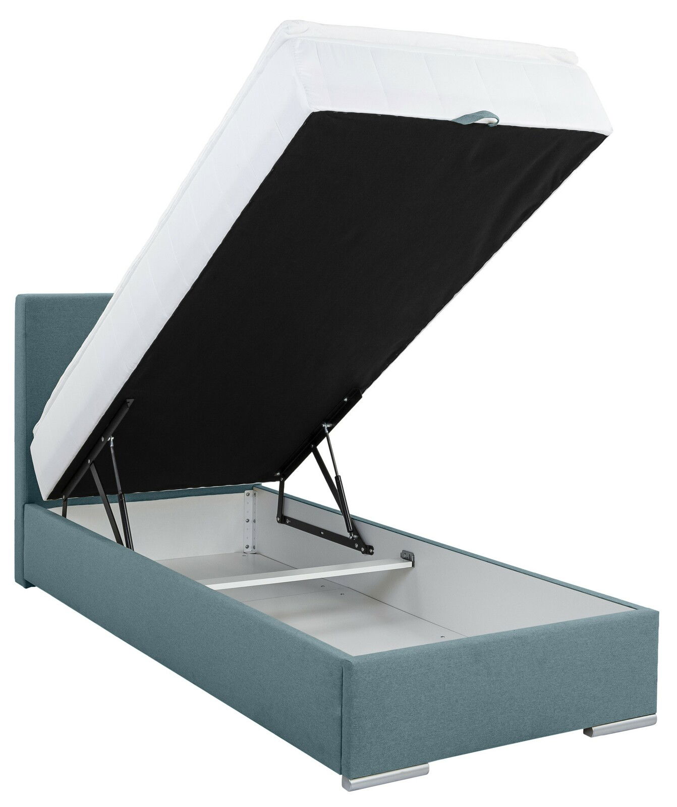 Boxbett 90 mit aufklappbarer Matratze, seitliche Perspektive