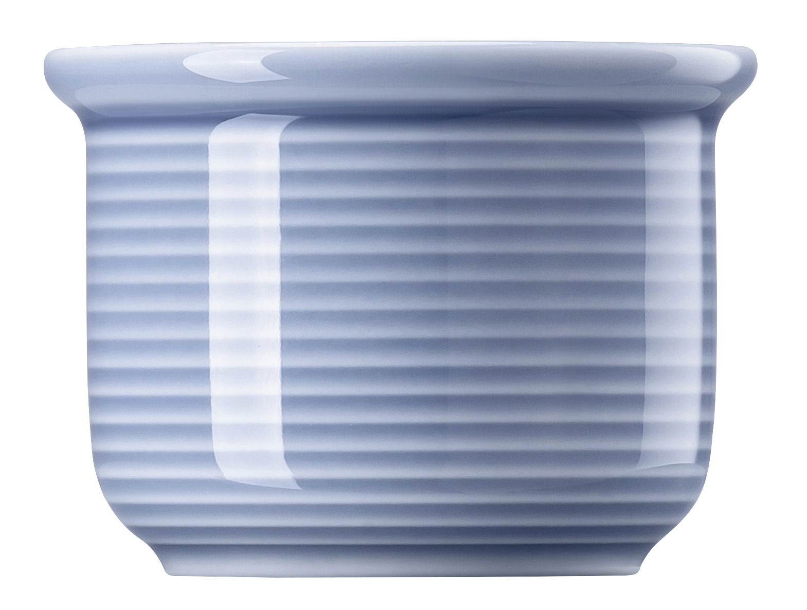 Thomas Eierbecher TREND COLOUR Blauer, gerippter Eierbecher aus Keramik, seitliche Perspektive