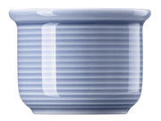 Blauer, gerippter Eierbecher aus Keramik, seitliche Perspektive