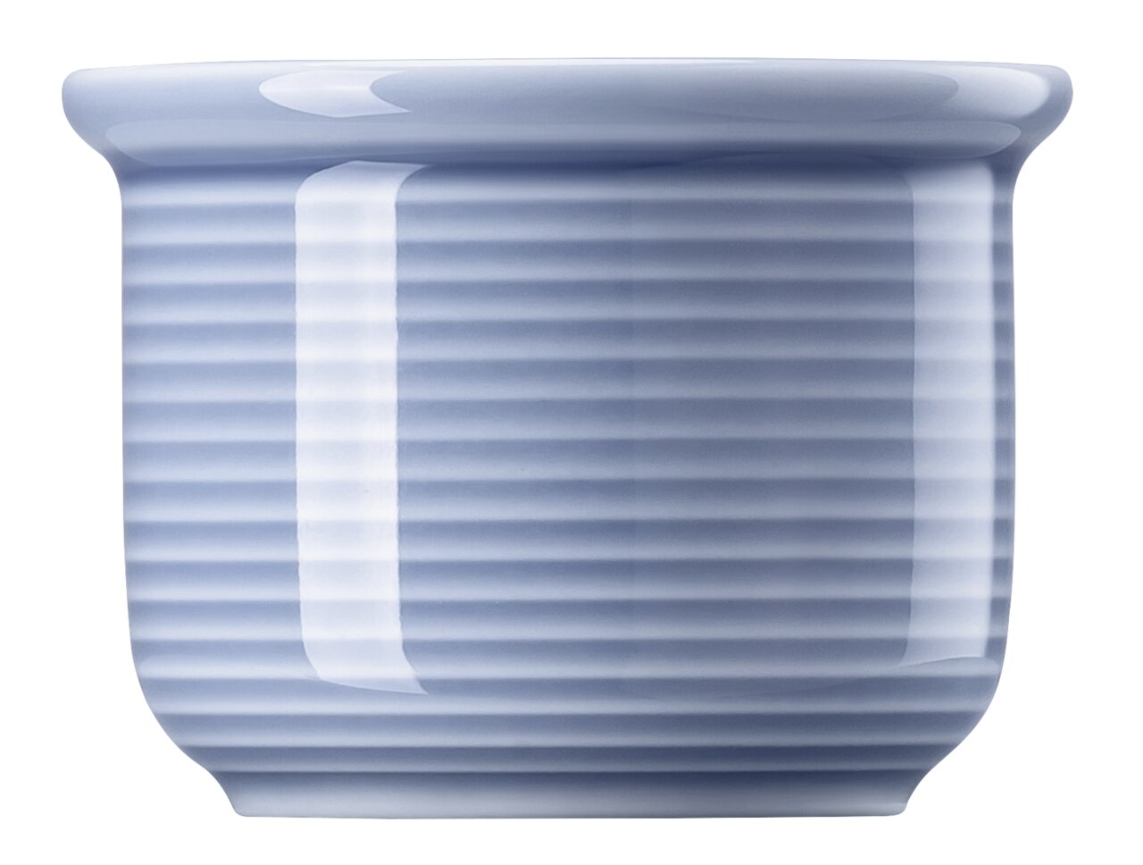 Thomas Eierbecher TREND COLOUR Blauer, gerippter Eierbecher aus Keramik, seitliche Perspektive