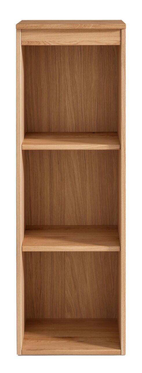 Frontale Ansicht eines hölzernen Aktenregals mit drei Regalböden.