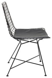 Moderner schwarzer Drahtstuhl mit Sitzpolster, Seitenansicht