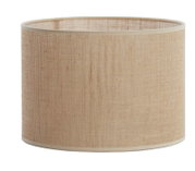 Cilindrische lampenkap van beige stof, zijaanzicht