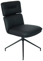 Moderner schwarzer Stuhl mit gepolsterter Rückenlehne und Sitzfläche, seitliche Perspektive