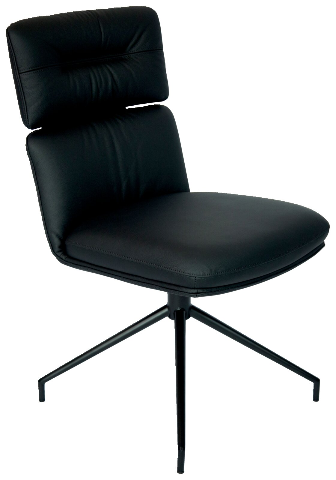 Dieter Knoll Stuhl PABLO Moderner schwarzer Stuhl mit gepolsterter Rückenlehne und Sitzfläche, seitliche Perspektive