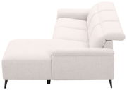 Seitenansicht einer modernen, hellgrauen Longchairkombination mit gepolsterten Sitz- und Rückenkissen.