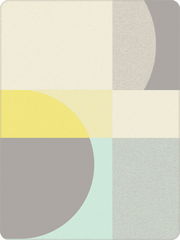 Jacquard Decke mit geometrischem Muster in Gelb, Grau und Cremefarben, Draufsicht