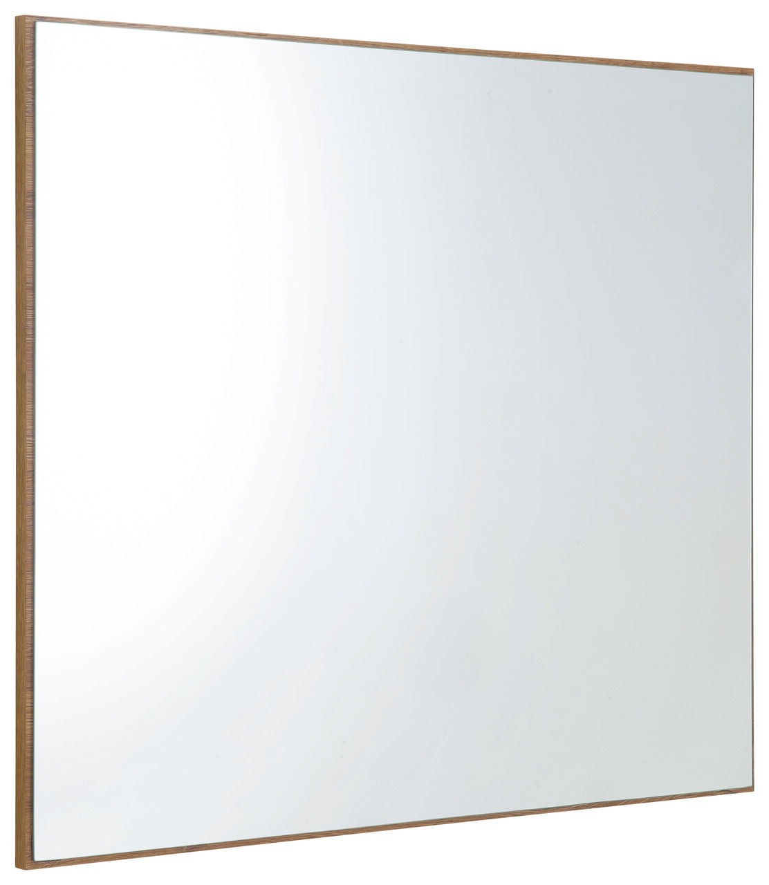 Rechteckiger Spiegel mit Holzrahmen, seitliche Perspektive