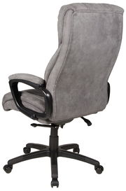 Grauer Chefsessel mit Armlehnen und Rollen, Rückansicht