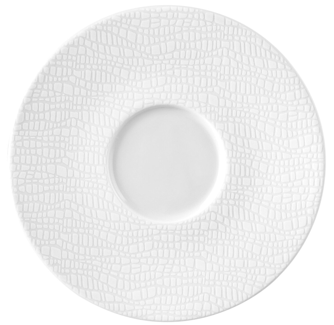 Luxuriöse Kombi-Untertasse 16,5 cm mit elegantem, strukturiertem Muster, Draufsicht.