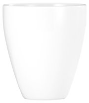 Weißer Trio Becher mit Henkel, seitliche Perspektive