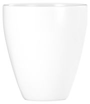 Weißer Trio Becher mit Henkel, seitliche Perspektive