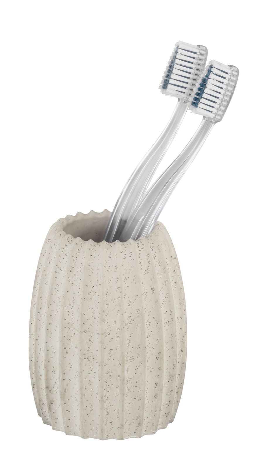 Wenko Zahnbürstenhalter TORRETTA Zahnbürstenhalter Torretta in Steinoptik mit zwei transparenten Zahnbürsten, seitliche Perspektive