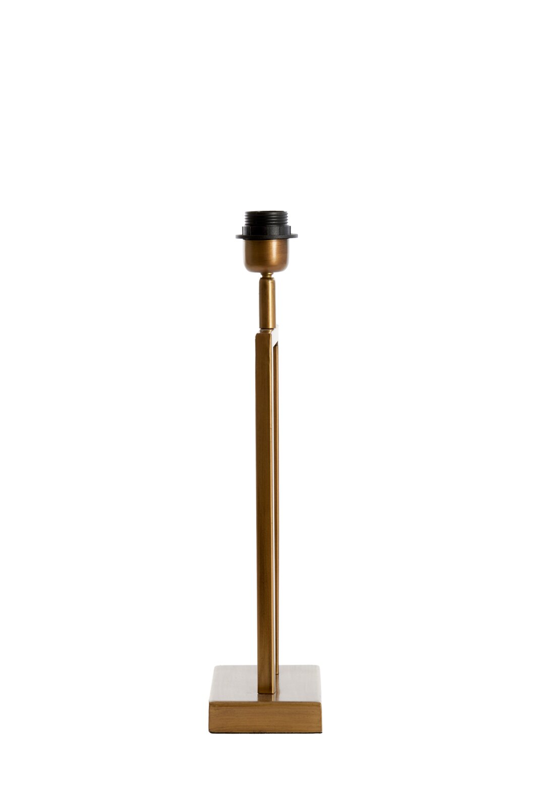 Frontale Ansicht eines eleganten, goldfarbenen Lampenfußes der Light&Living Leuchte SHIVA mit rechteckiger Basis.