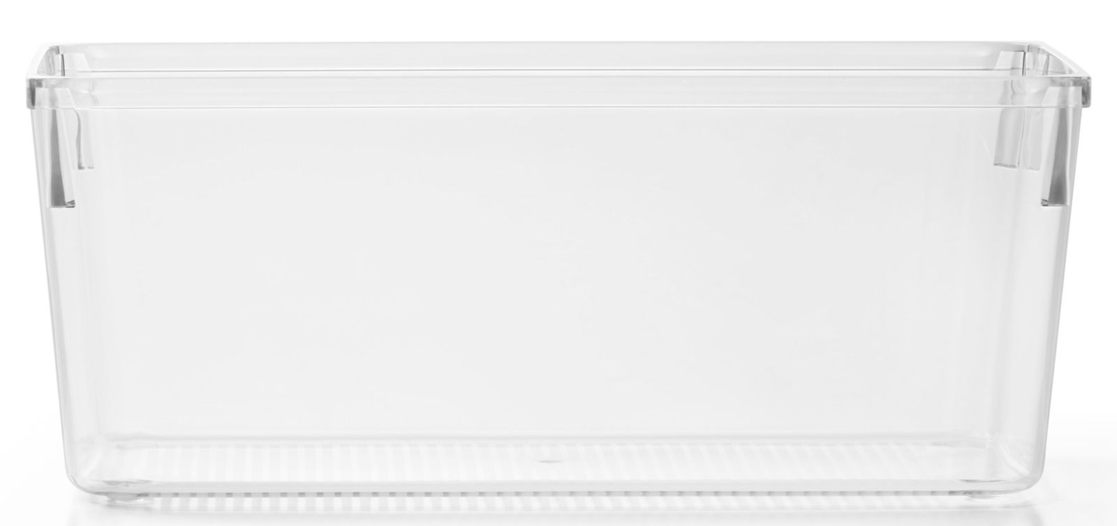 Transparente Kunststoffbox, rechteckig, frontal fotografiert