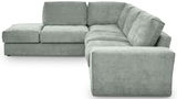 Graues Ecksofa in L-Form, Perspektive von vorne links