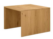 Moderner Beistelltisch aus Holz in Eichenoptik, seitliche Perspektive