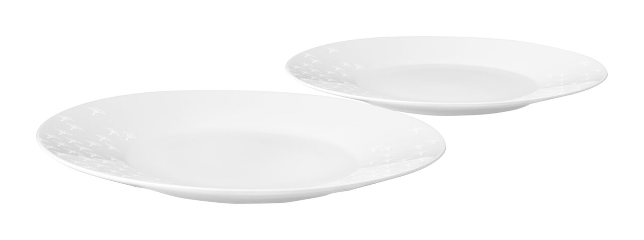 JOOP! Speiseteller 2er-Set DINING GLAMOUR Zwei weiße Speiseteller mit dezentem Muster, seitliche Perspektive