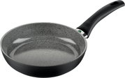 Bratpfanne mit 24 cm Durchmesser, graue Steinoptik, seitliche Perspektive