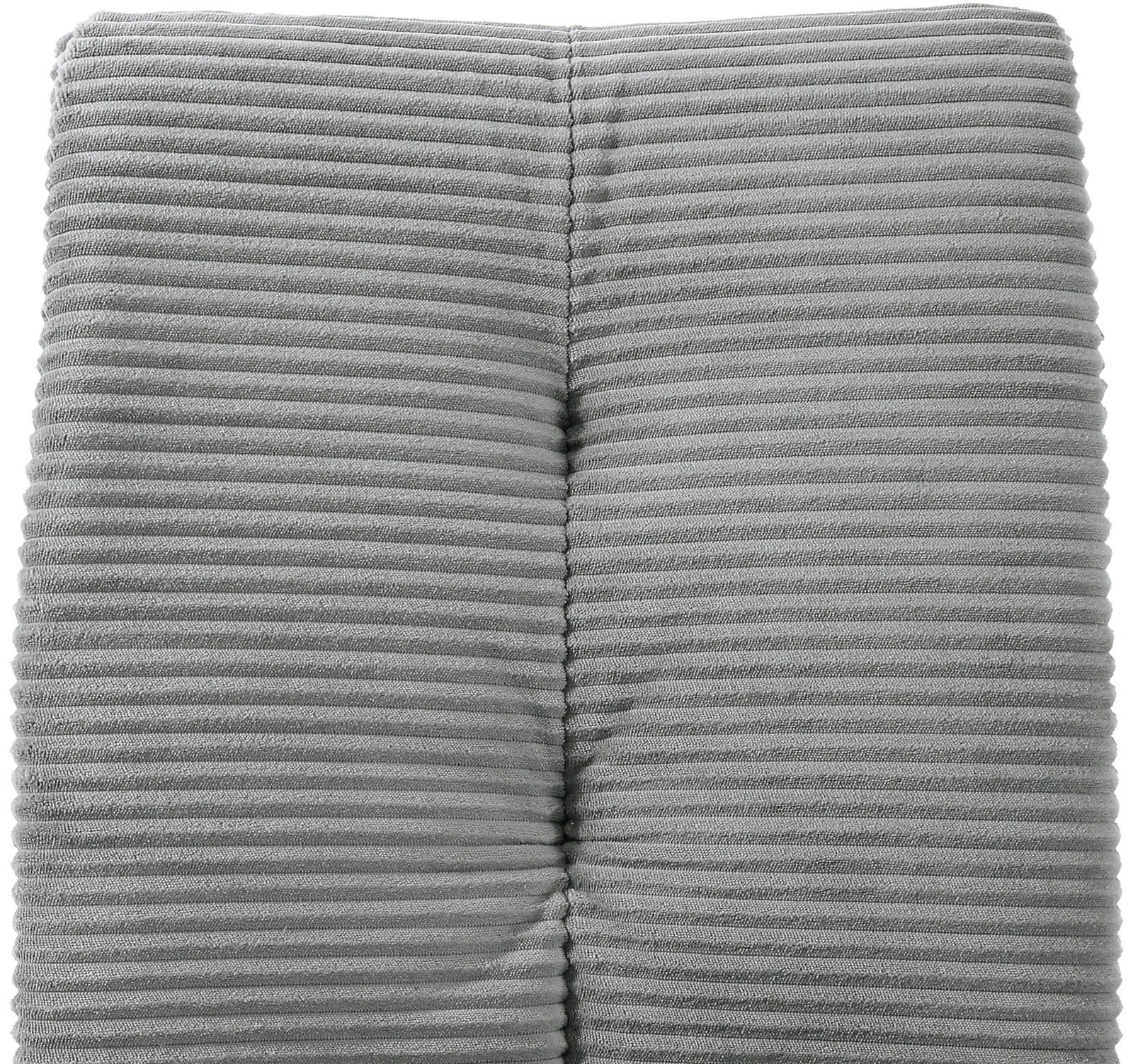 Nahaufnahme eines grauen, gerippten Stoffes eines Schwingstuhlsitzes von oben