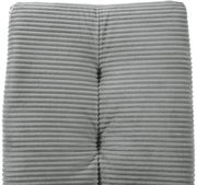 Nahaufnahme eines grauen, gerippten Stoffes eines Schwingstuhlsitzes von oben