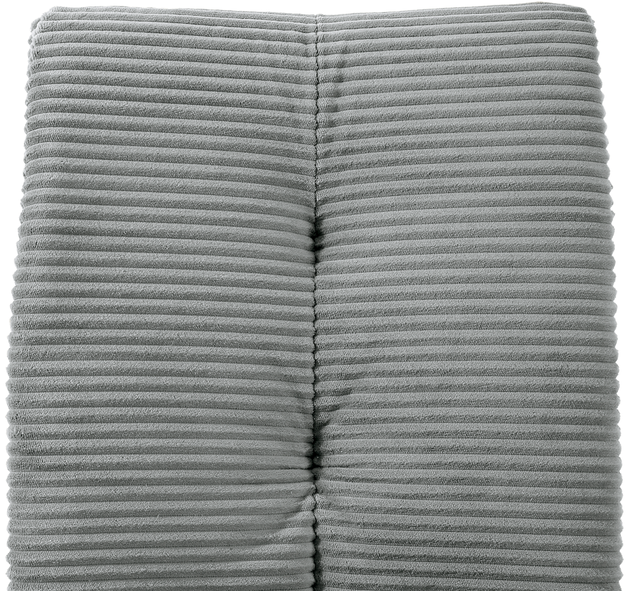 Nahaufnahme eines grauen, gerippten Stoffes eines Schwingstuhlsitzes von oben