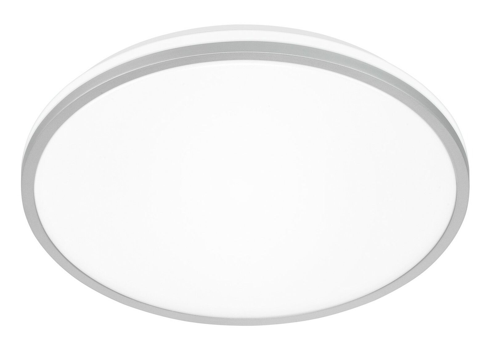 Briloner LED-Deckenleuchte PULAP A Runde LED-Deckenleuchte in Weiß mit silbernem Rand, Ansicht von unten